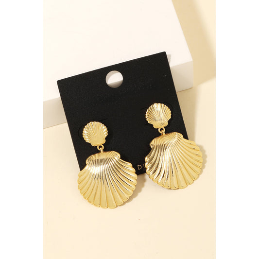 Gold Dipped Seashell Dangle Earrings