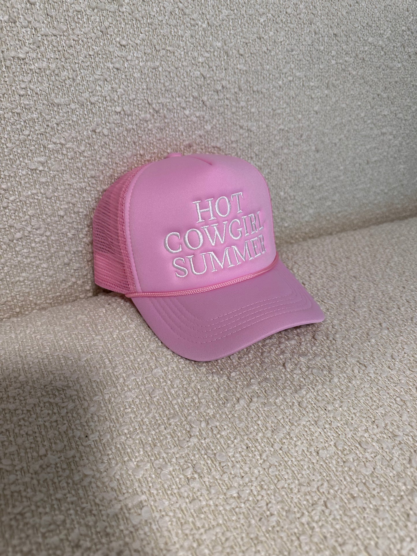 Hot Cowgirl Pink Embroidered Trucker Hat