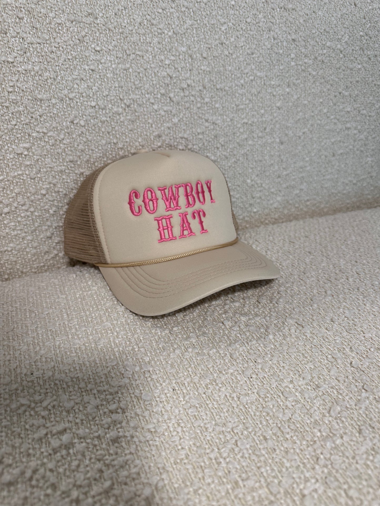 Tan Cowboy Hat Embroidered Trucker Hat