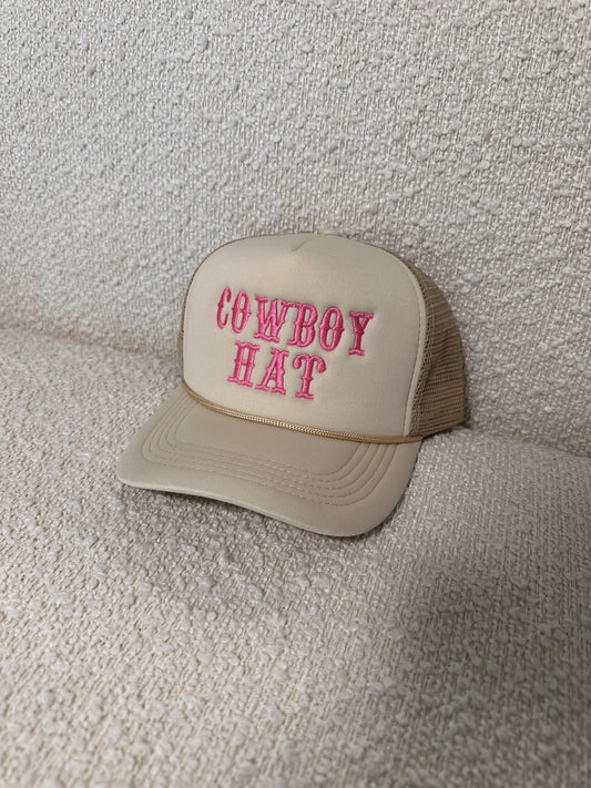 Tan Cowboy Hat Embroidered Trucker Hat